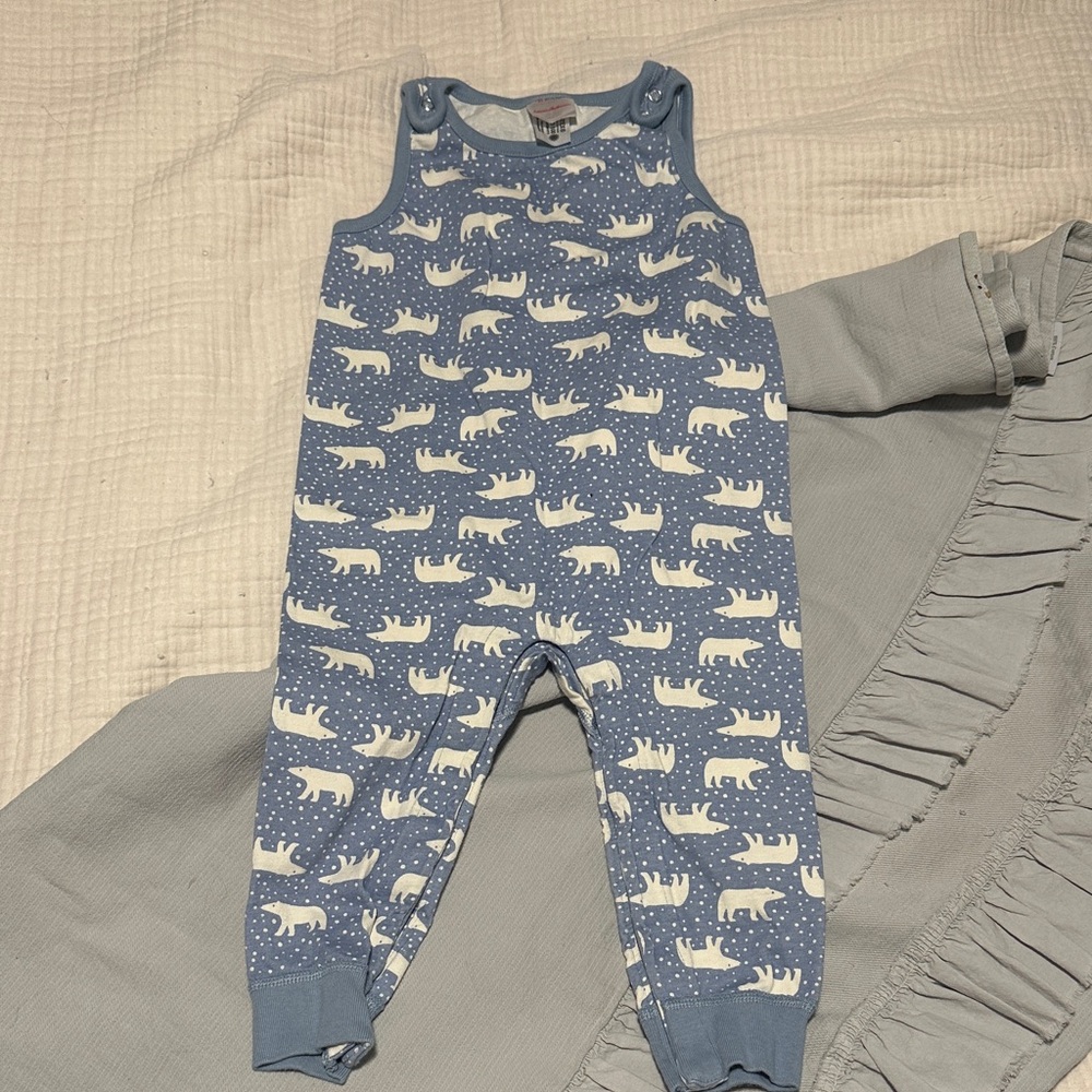 Hanna Anderson Blue Baby Romper with White Polar Bear Print